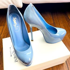 YSL closed toe heels in baby blue size 36